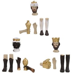Cabeza, manos, pies Reyes Magos estatuas 12-15 cm de altura Mundo Pesebres