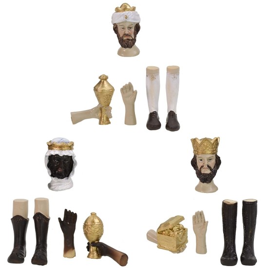 Cabeza, manos, pies de estatuas de los Tres Reyes Magos cm