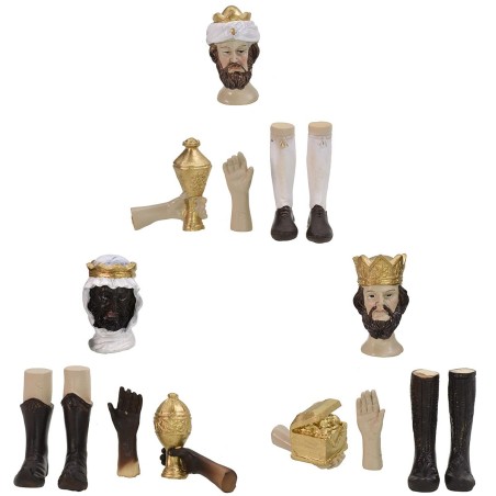 Cabeza, manos, pies de estatuas de los Tres Reyes Magos cm