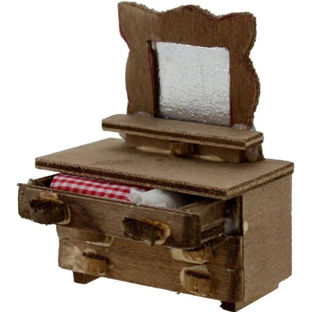 Cómoda con espejo de 4,5x2x6 cm de altura. Mondo Presepi.