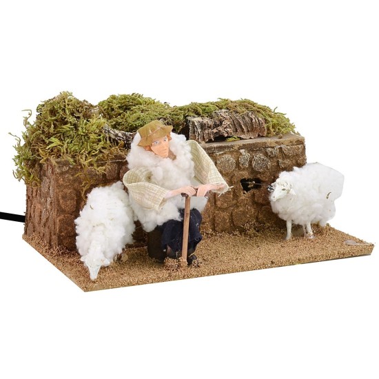 Shepherd with double movement sheep series 12 cm