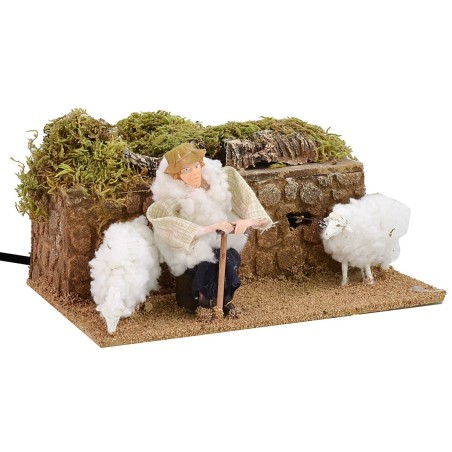 Shepherd with double movement sheep series 12 cm