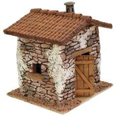 Resin house with fireplace cm 15x14,5x17 h for statues of 8-10