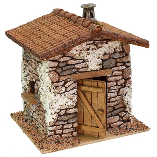 Casa de resina con chimenea de 14x14x16 cm de alto para estatuas de 10 cm.