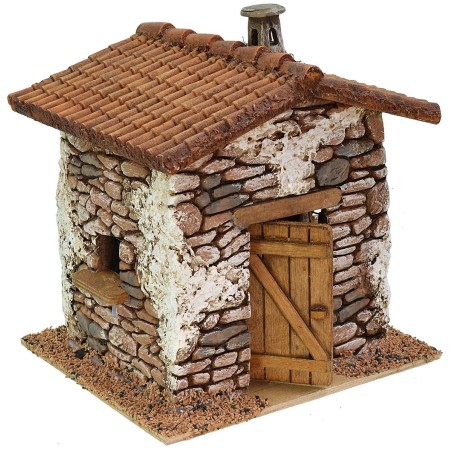 Casa de resina con chimenea de 19x17x20 cm de altura para estatuas de 10 cm.