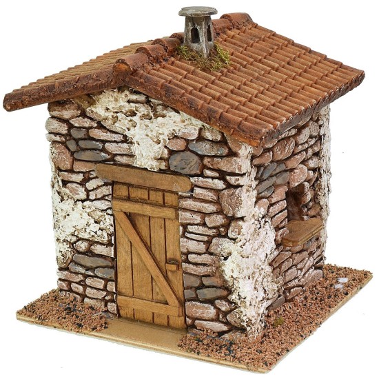 Casa de resina con chimenea de 19,5x16,6x22 cm de altura para