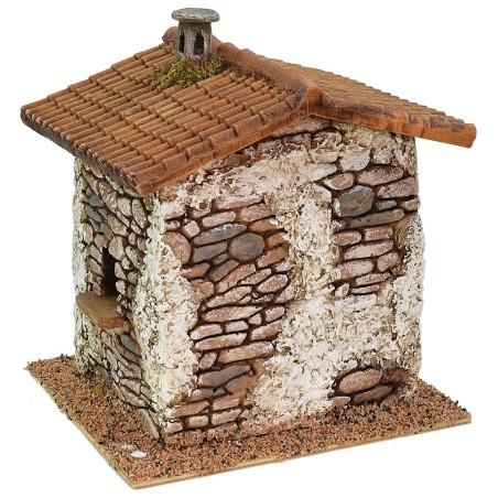 Casa in resina con camino cm 19x17x20 h per statue da 10 cm