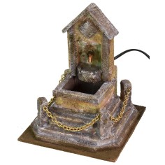 Fuente con escaleras y cadena dorada de 18x18x23,5 cm de altura 2