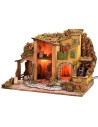Belén iluminado con molino de agua funcional cm 61x40x44 h