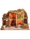 Illuminated nativity scene with working water mill cm 61x40x44 h