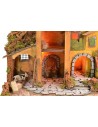 Presepe illuminato con mulino ad acqua funzionante cm 61x40x44