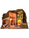 Belén iluminado con molino de agua funcional cm 61x40x44 h