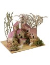Villaggio per effetto lontananza presepe con alberi cm 15x13x18
