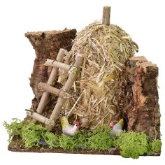 Pagliaio con galline per presepe cm 16x14x15 h Mondo Presepi 2