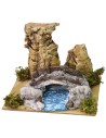 Riachuelo entre las rocas con ovejas y puente cm 19X15,7X13,5 h