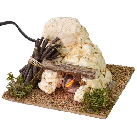Fuoco per presepe funzionante a corrente cm 13x12x8 h Mondo