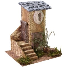 Casa para belén con escalera y árbol de 18x17x21,5 cm de altura Mundo 2