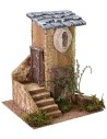 Casa para pesebre con escalera y árbol cm 18x17x21,5 h
