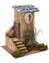 House for nativity scene with ladder and tree cm 18x17x21,5 h