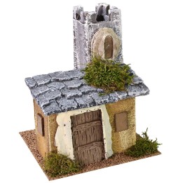 Casa per presepe con torretta cm 18x17x21 h