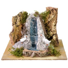 Cascata con oche per presepe cm 19x16x12,7 h