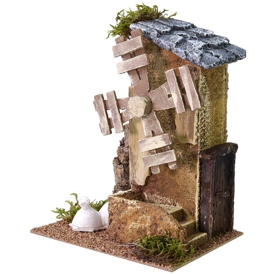 Mulino a vento per presepe funzionante cm 17x13x21 h Mondo