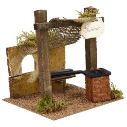 Blacksmith shop with curtain cm 15,5x15,5x17 h