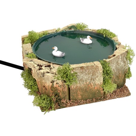 Pond with moving geese for statues series 8-10 cm