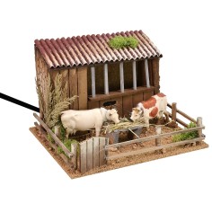 Establo con vacas en movimiento Landi Moranduzzo cm 23x21x16 h