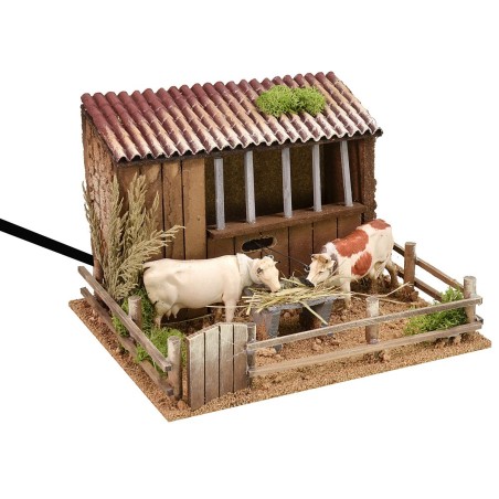 Establo con vacas en movimiento Landi Moranduzzo cm 23x21x16 h