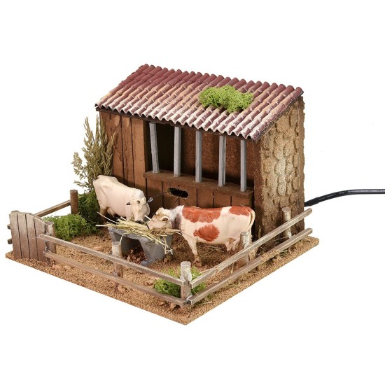 Stable with moving cows Landi Moranduzzo cm 23x21x16 h