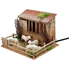 Ovile con pecore in movimento Landi Moranduzzo cm 23,5x20,5x17