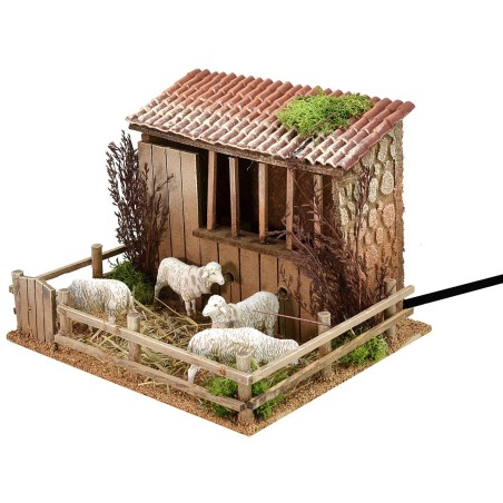 Redil con ovejas en movimiento Landi Moranduzzo cm 23,5x20,5x17