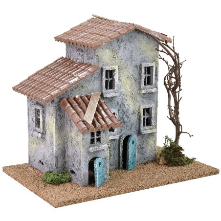 House for nativity scene with tree cm 24.5x16x21 h