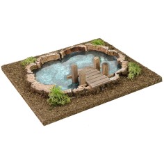 Lago con muelle efecto profundidad para belén de 25x23x5 cm h