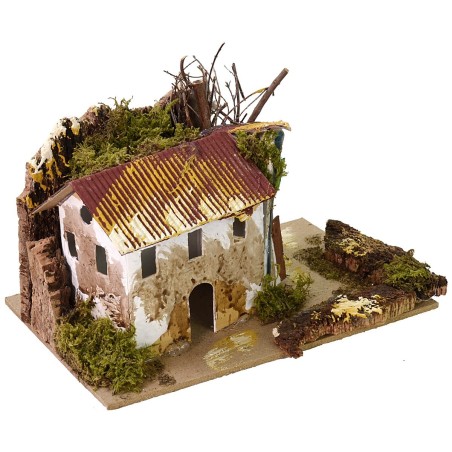 Casetta con cascina per presepe cm 15x10,5 Mondo Presepi