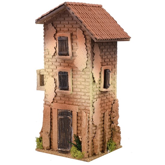 Casa su tre piani con balcone cm 15x15x35 h Mondo Presepi