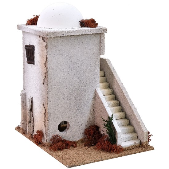 Casa árabe con cúpula y escalera de 20x25x29 cm de altura.