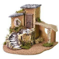 Casita con escalera y tejadillo de 31x29,5x24,5 cm h Mundo Belenes 2