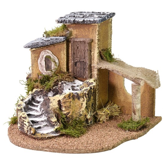Casetta con scalinata e tettoia cm 31x29,5x24,5 h Mondo Presepi