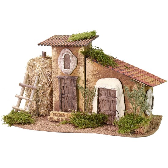 Cabaña con granero de 37x20x21 cm h Mondo Presepi