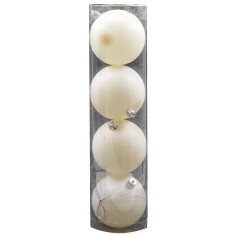 Set 4 palline bianco ø 8 cm per albero di Natale Mondo Presepi