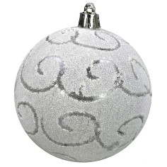 Pallina bianco con glitter ø 8 cm Natale Mondo Presepi