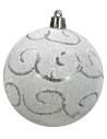 Bola blanca con purpurina ø 8 cm Navidad