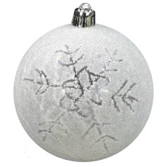 Pallina bianco con glitter e fiocco di neve ø 8 cm Mondo Presepi