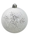 Pallina bianco con glitter e fiocco di neve ø 8 cm