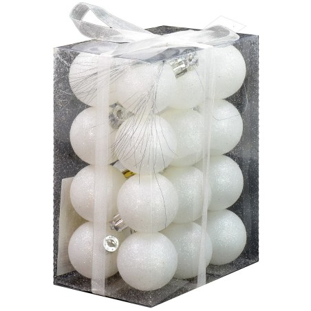 Sep 24 white balls glittered ø 4 cm per Christmas tree