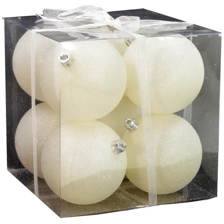 Juego de 8 bolas blancas brillantes ø 8 cm para árbol de Navidad