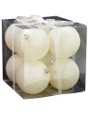 Juego de 8 bolas blancas brillantes ø 8 cm para árbol de Navidad