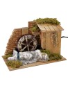 Molino de agua en funcionamiento con ovejas cm 22x12,7x16 h